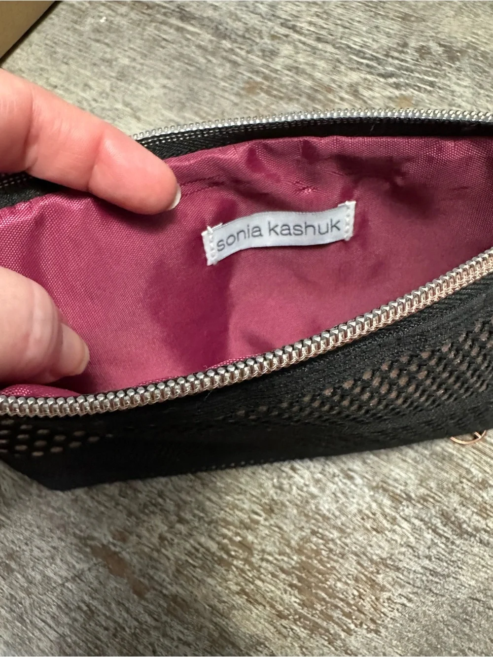 Sonia Kashuk Black and Rose Gold Studded Cosmetic Pouch